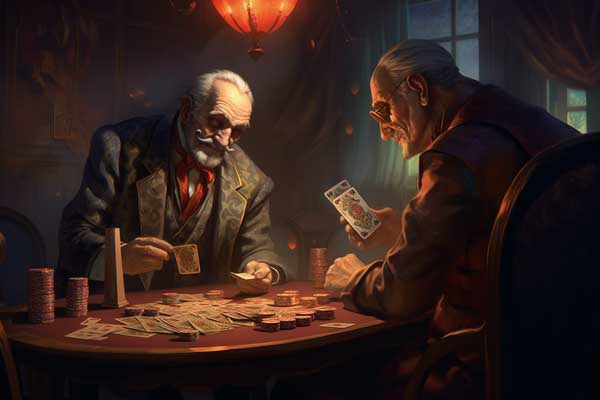 Zwei ältere Herren pokern um Geld